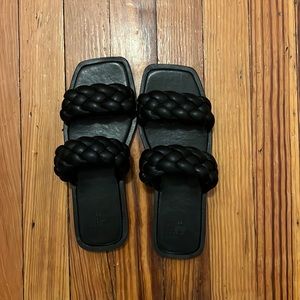 Black braided slides